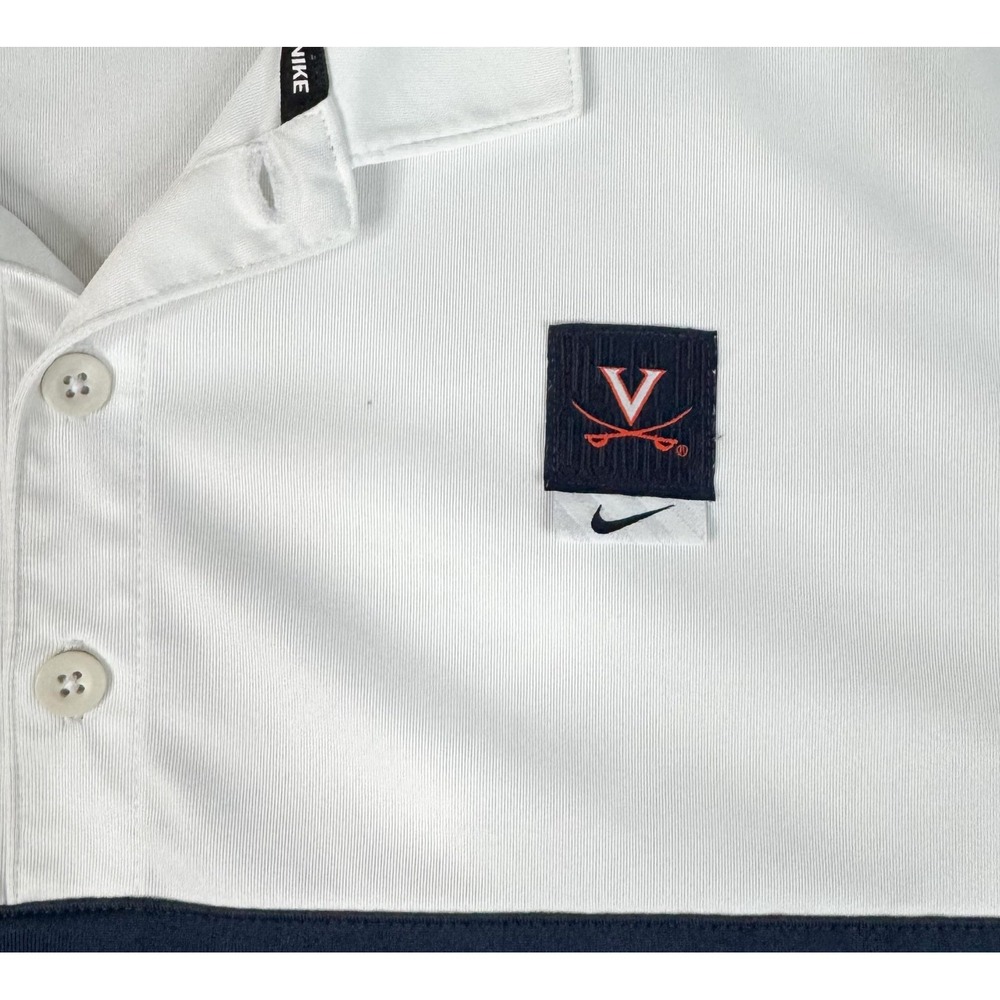 Nike UVA Virginia Cavaliers Polo Shirt Men's XL White Navy Orange Striped Golf - Picture 4 of 9